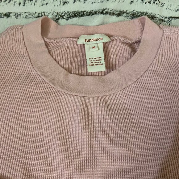 Sundance Crew Neck Thermal Waffle Knit Button Cuff Top M - Picture 5 of 6
